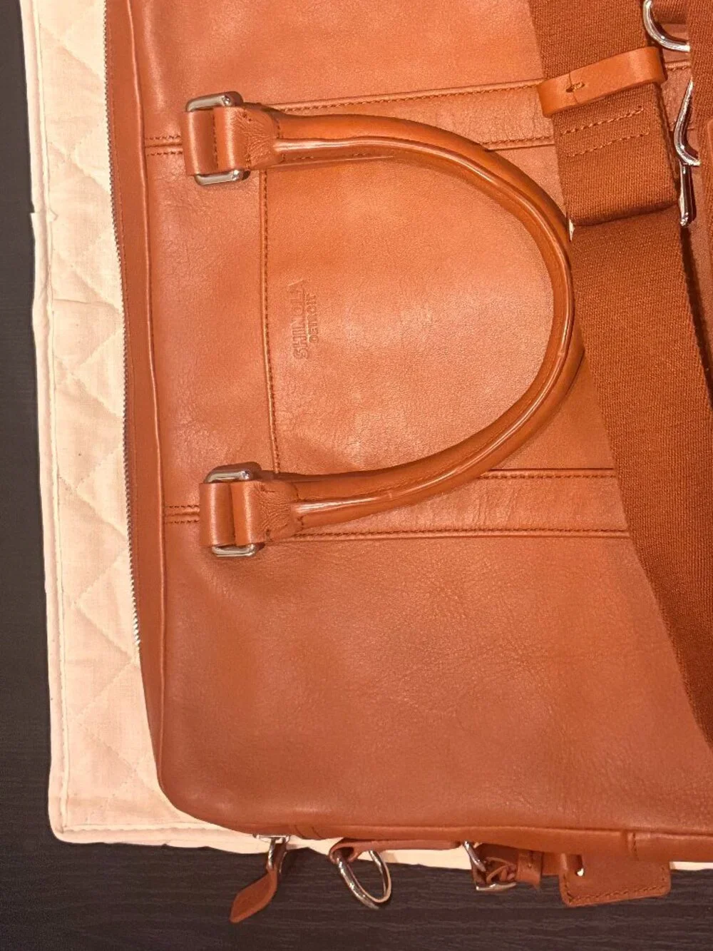 Shinola Computer Brief - Bourbon Signature Leather